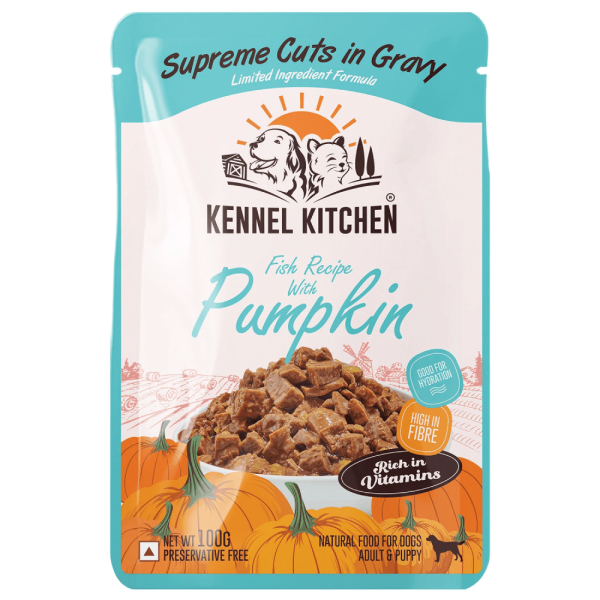 Kennel Kitchen Supreme Cuts Chicken Liver with Pumpkin and Fish with Pumpkin Gravy Adult & Puppy Dog Wet Food (All Life Stage) Combo Discount