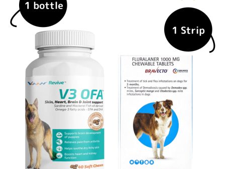 MSD Animal Health Bravecto (20-40kg) and Vvaan V3 OFA Tablet Combo For Sale