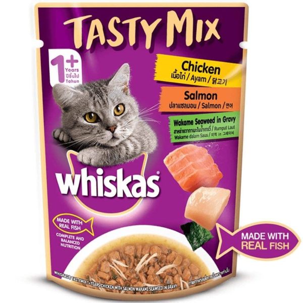 Whiskas Chicken With Salmon Wakame Seaweed in Gravy and Chicken With Tuna And Carrot in Gravy Adult Cat Wet Food Combo Online