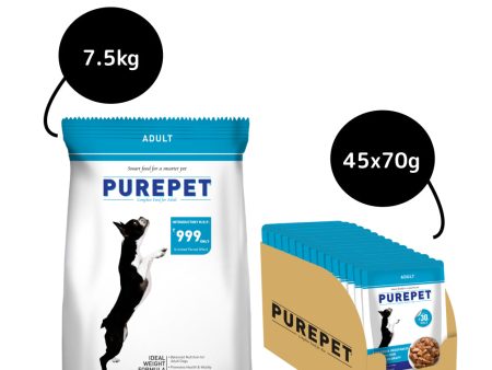 Purepet Chicken & Vegetable Adult Dog Dry and Wet Food Combo Supply