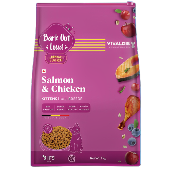 Bark Out Loud Salmon and Chicken Kitten Dry Food Supply