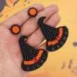 Wholesale Halloween Vintage Witch Hat Black Cat Demon Pumpkin Bat Beaded Earrings For Discount