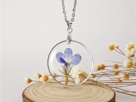 Wholesale 6pcs Handmade Resin Dried Flower Real Plant Specimen Necklace Sale