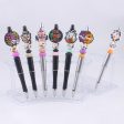 Wholesale Beaded Pens DIY Creative Cute Cartoon Halloween Silicone Beads Black Plastic Gel Pen Supply