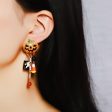 Wholesale Halloween Creative Fashion Oil Drop Funny Zircon Inlaid Pumpkin Skull Tassel Earrings Online now