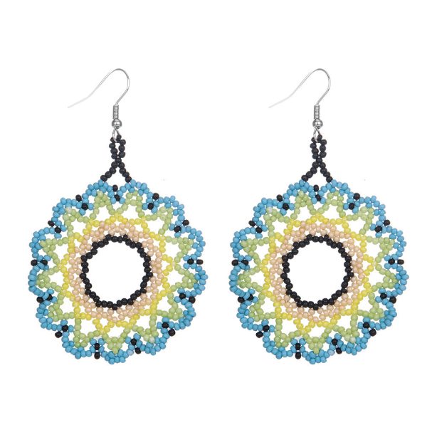 Wholesale Bohemian Exaggerated Flowers Hand-woven Round Earrings Sale