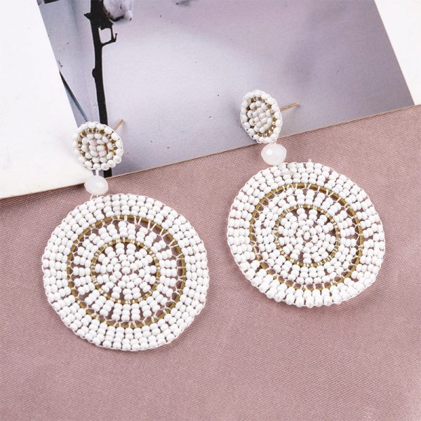 Wholesale Ethnic Style Rice Beads Personality Exaggerated Earrings For Discount