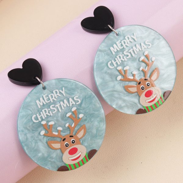 Wholesale Christmas Series Geometric Round Santa Claus Elk Snowman Earrings Cheap