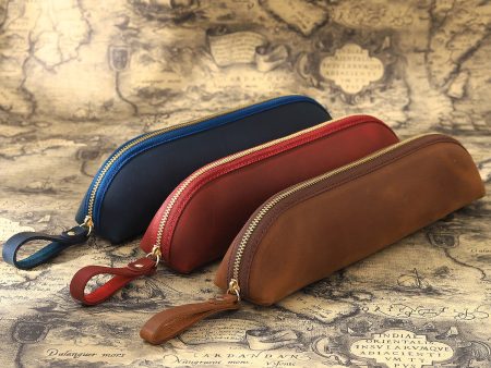 Wholesale Extend The Head Layer Cowhide Simple Pen Bag Supply