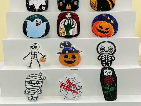 Wholesale 10pcs Funny Halloween Series DIY Acrylic FlatBack Ghost Pumpkin Accessories For Discount