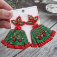 Wholesale Christmas Tree Style Exaggerated Pure Handmade Beaded Rice Bead Earrings For Discount