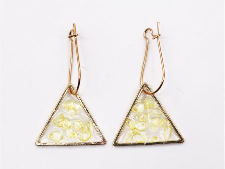 Wholesale 5pcs Yellow Glass Simple Fashion Colorful Gravel Earrings on Sale