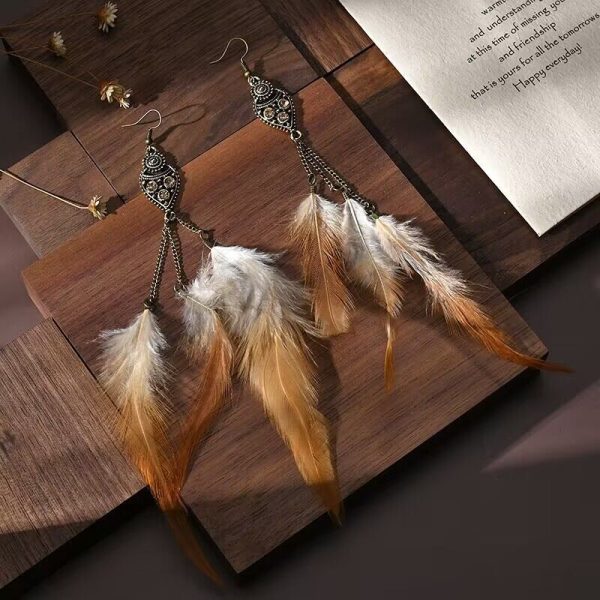 Wholesale Ethnic Style Chain Feather Earrings For Cheap