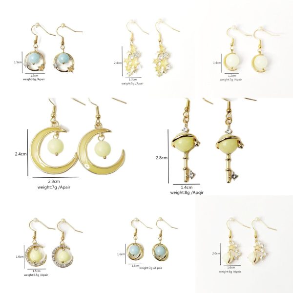 Wholesale Fish Hook Fashion Creative Glowing Starry Sky Stars and Moon Temperament Luminous Earrings on Sale