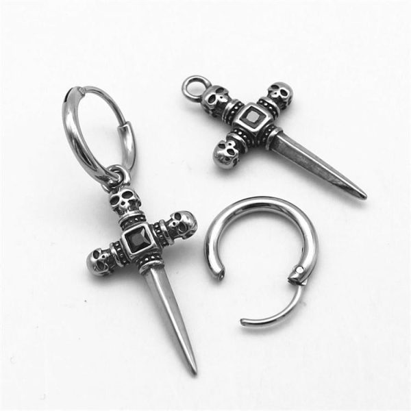 Wholesale Skeleton Cross Titanium Steel Earrings For Cheap