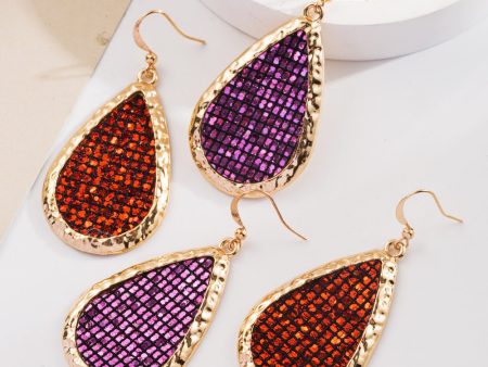 Wholesale Fashion PU Leather Sequin Water Drop Simple Shiny Exaggerated Earrings Online