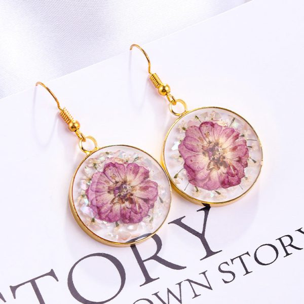 Wholesale 6pcs Mother of Pearl Sequins Real Flower Resin Earrings Supply