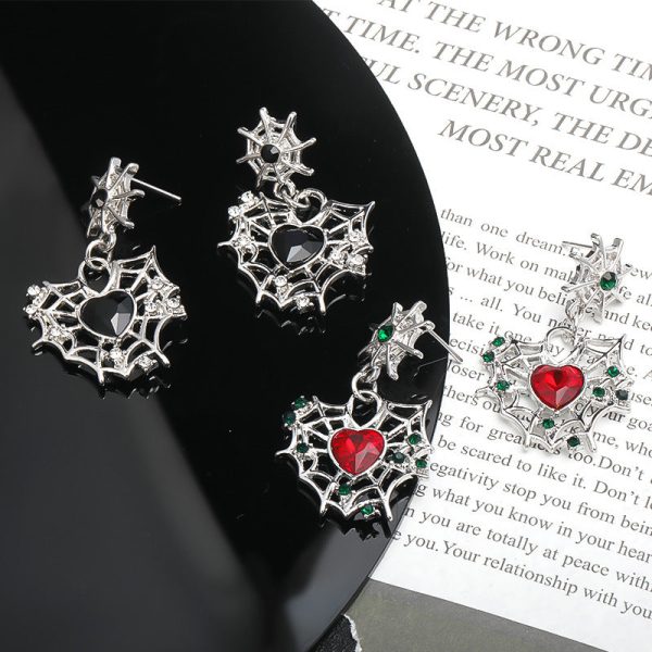 Wholesale Halloween Sweet Cool Dark Love Spider Web Earrings Fashion