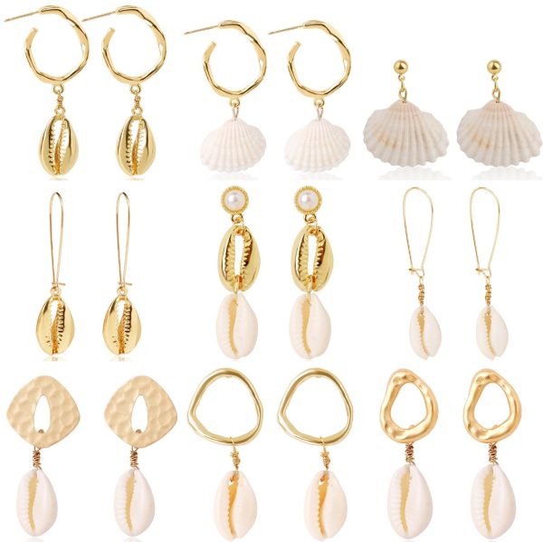 Wholesale Ocean Style Temperament Conch Natural Stone Pearl Shell Earrings Online