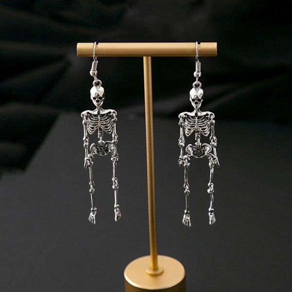 Wholesale Halloween Skeleton Human Skull Blue Mesh Earrings Online Hot Sale