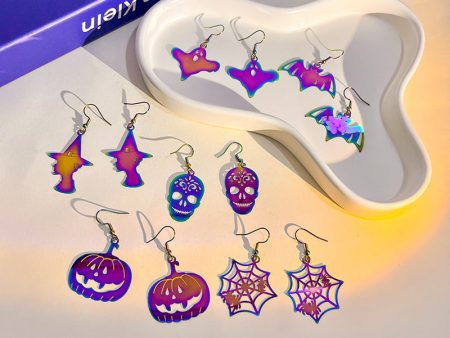 Wholesale Halloween Funny Colorful Gradient Electroplating Color Matching Earrings Online now