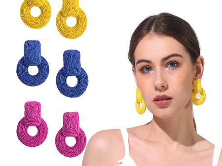 Wholesale Raffia Handmade Geometric Earrings Online Hot Sale