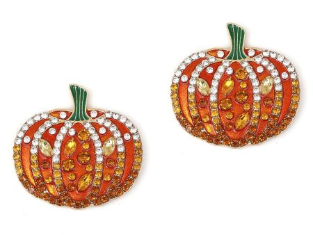 Wholesale Creative Exaggerated Rhinestone Pumpkin Pattern Alloy Earrings Online now