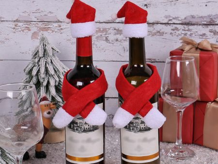 Wholesale Christmas Non-woven Scarf Hat Wine Bottle Decoration For Discount