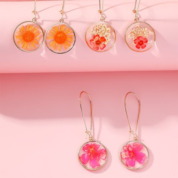 Wholesale Resin Dripping Retro Creative Round Color Earrings Sale