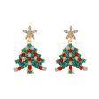 Wholesale Exaggerated Creative Diamond Christmas Tree Colored Diamond Earrings Cheap