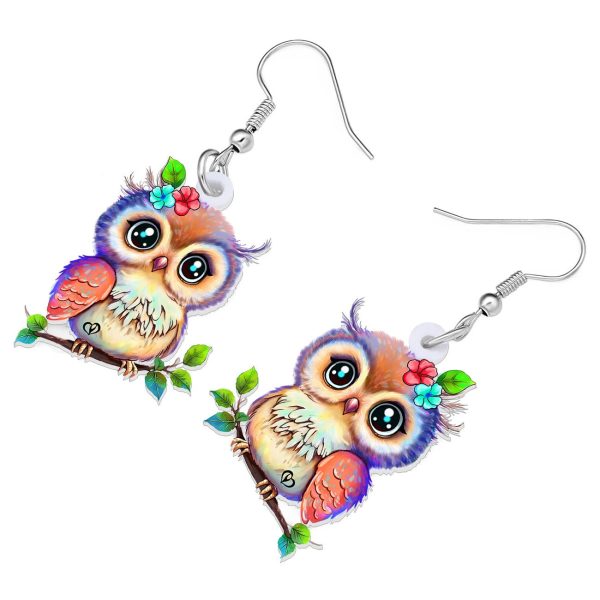 Wholesale Cute Owl Acrylic Earrings Supply