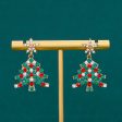 Wholesale Exaggerated Creative Diamond Christmas Tree Colored Diamond Earrings Cheap