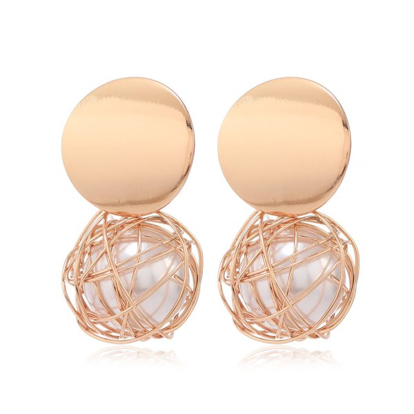 Wholesale Creative Woven Round Ball Artificial Pearl Ear Clips Online now