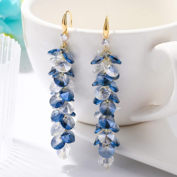 Wholesale Mother s Day Long Crystal Light Luxury High-end Colorful Crystal Water Drop Earrings Hot on Sale