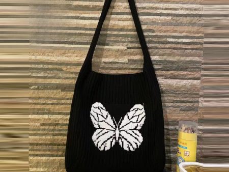 Wholesale Woven Contrast Color Butterfly Knitted Shoulder Bag Online