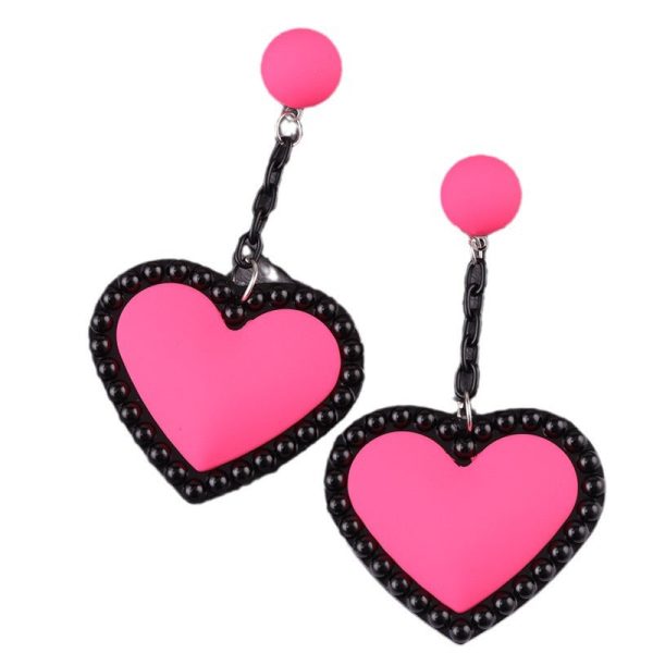 Wholesale Retro 3D Colorful Heart Acrylic Earrings For Cheap