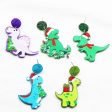 Wholesale Creative Christmas Dinosaur Santa Hat Neon Acrylic Glitter Scarf Purple Earrings Supply