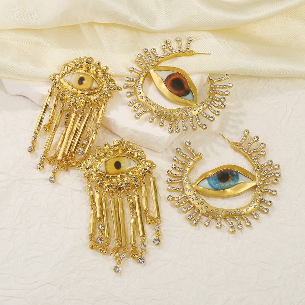 Wholesale Exaggerated Evil Eye Tassel Earrings Online Hot Sale