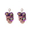 Wholesale Halloween Inlaid Zircon with Sequined Skull Earrings Online Hot Sale