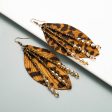 Wholesale Leaf Leopard Leather Crystal Tassel Earrings For Sale