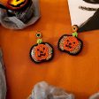 Wholesale Halloween Hat Ghost Creative Rice Bead Pumpkin Bat Exaggerated Earrings For Sale