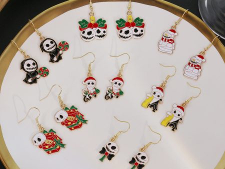 Wholesale Santa Claus Funny Skull Oil Drop Earrings Online Sale