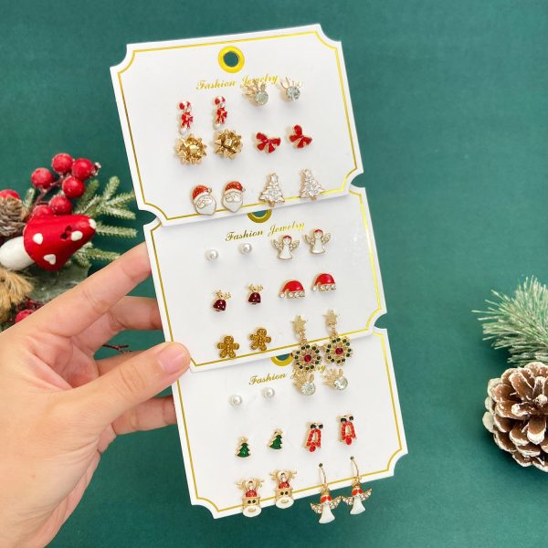 Wholesale Cute Elk Santa Claus Snowman Cartoon Oil Drop Christmas Earrings For Discount