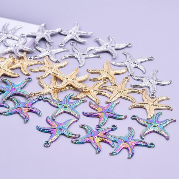 Wholesale Steel Color Irregular Starfish Titanium Steel Colorful Pendant Accessories For Discount