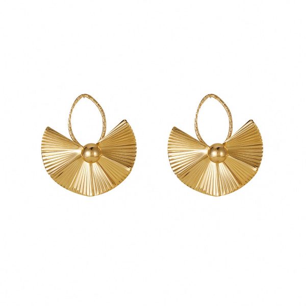 Wholesale Exaggerated Geometric Pleated Fan-shaped Large Earrings For Sale