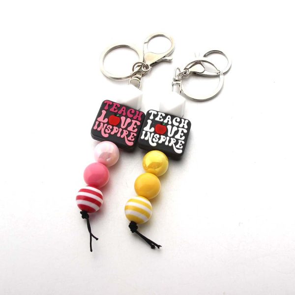 Wholesale Cartoon Silicone Beads Acrylic Beads Teacher Keychain Cheap