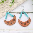 Wholesale Bohemian Moon Star Bee Print Hollow Acrylic Wood Earrings Online