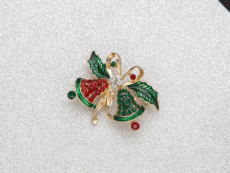 Wholesale Creative Oil Drop Bow Bell Leaf Christmas Brooch Cheap