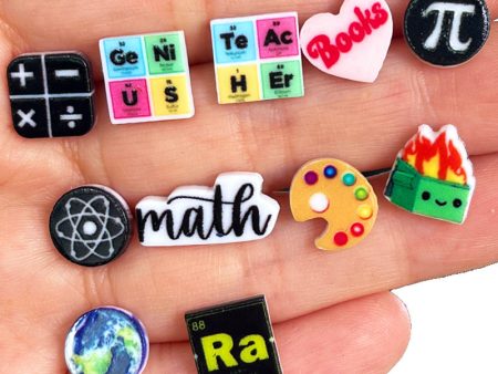 Wholesale 2 Pair Pack Back To School Season Math Science Art Love Reading Earth Fun Earrings Online now