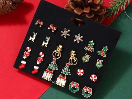 Wholesale Christmas Tree Bow Tie Snowman Gift Socks Snowflake Elk Earrings Set Online Hot Sale